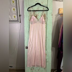 Elegant Pink Lace sheer maxi Nightgown